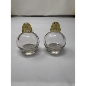 Vintage IRICE Irving Rice NY Clear Glass Mini Salt & Pepper Shaker Set MCM Style